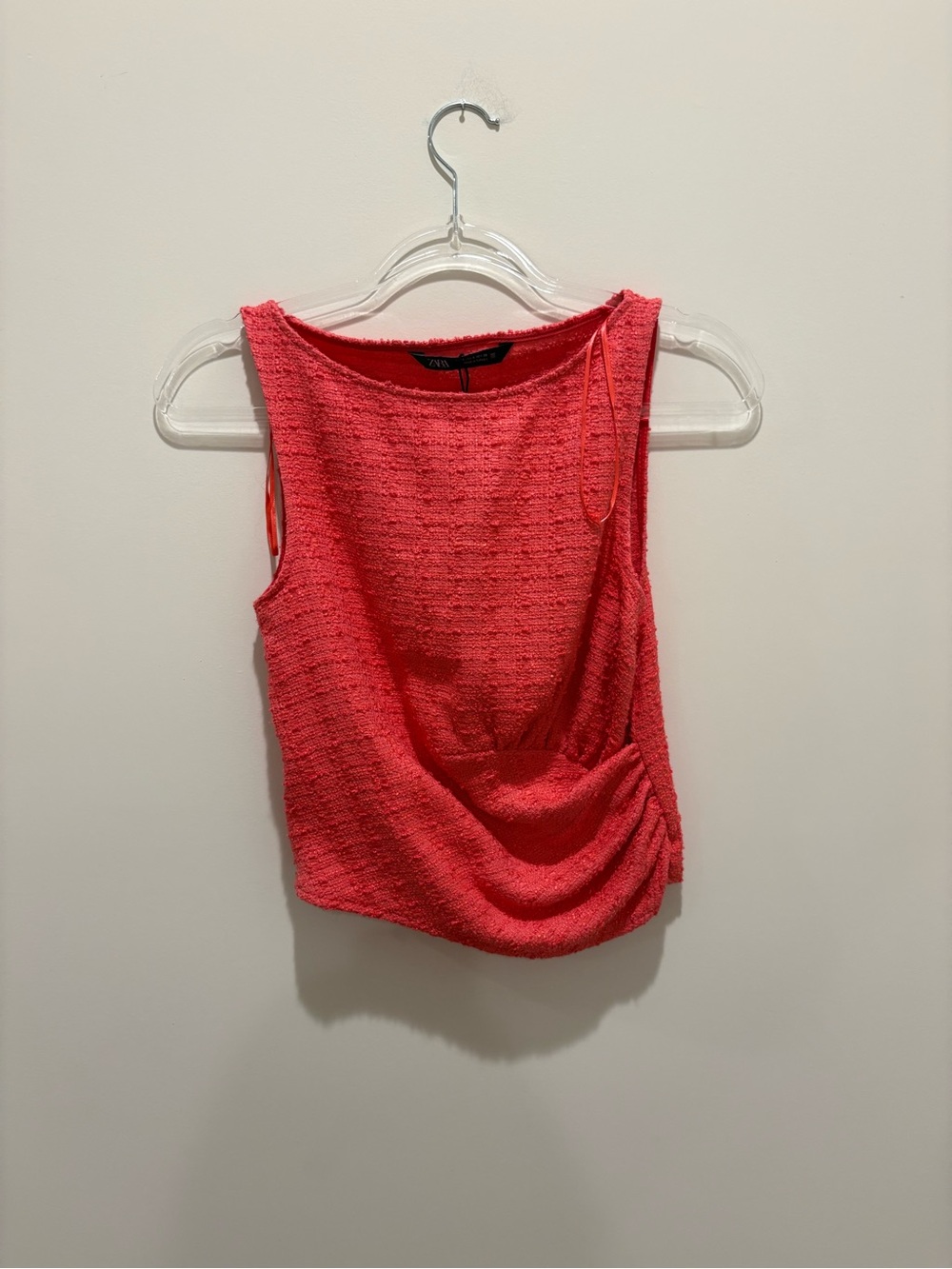 Zara NWT Sleeveless Pink tweed Draped Women's Top